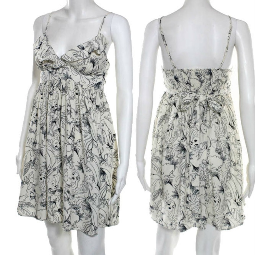 Topshop Beige Black Floral Print Strappy Dress P 8